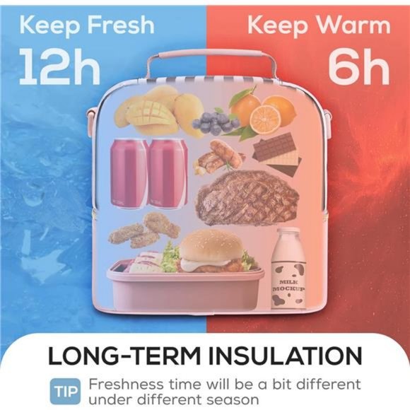 Women Double Deck Lunch Box Insulated Lunch Cooler for Women Men Work - Picture 4 of 7